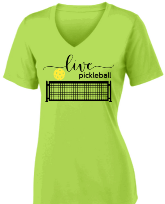 Pickleball - Live Pickleball Women's V-Neck Short Sleeve T-Shirt