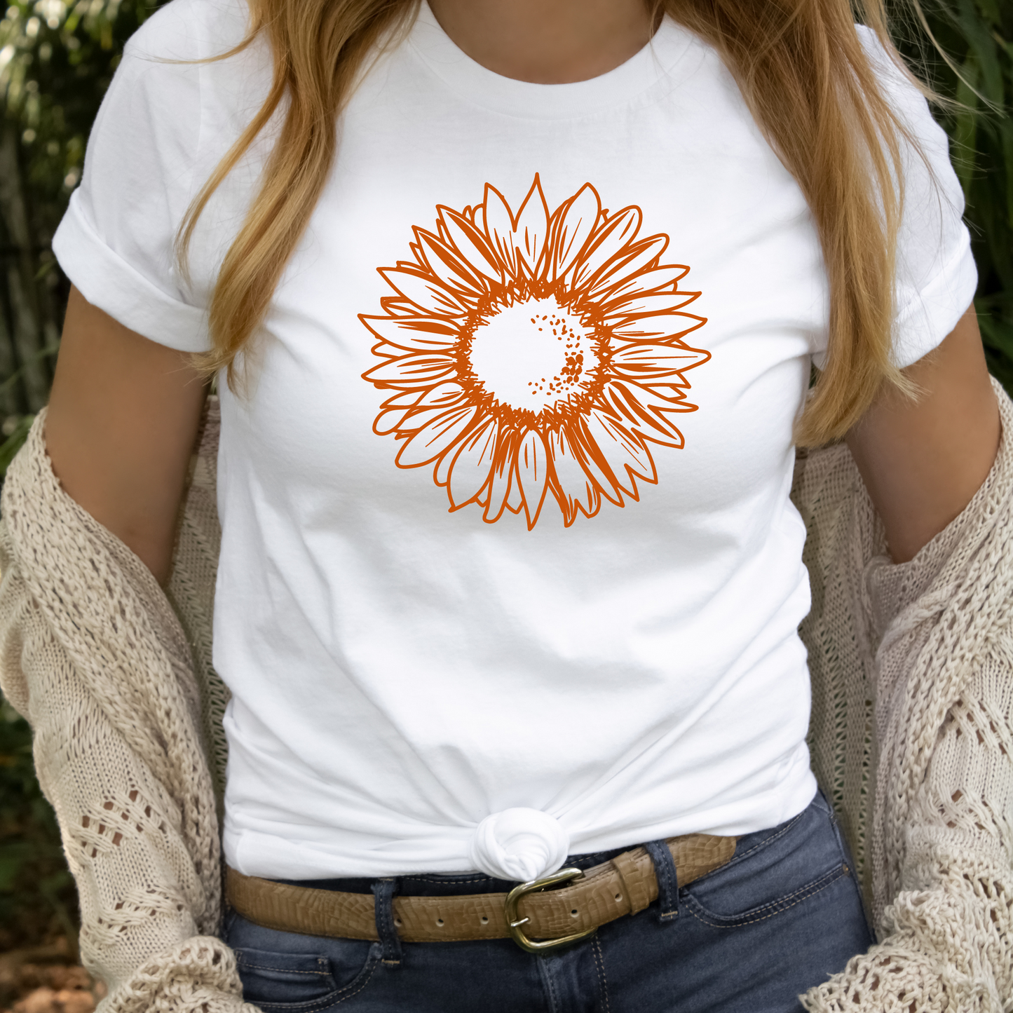 Burst of Fall Sunflower Crew Neck Sweatshirt or T-Shirt