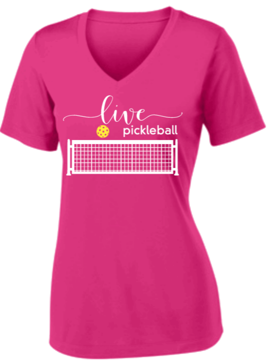 Pickleball - Live Pickleball Women's V-Neck Short Sleeve T-Shirt