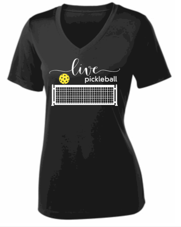 Pickleball - Live Pickleball Women's V-Neck Short Sleeve T-Shirt