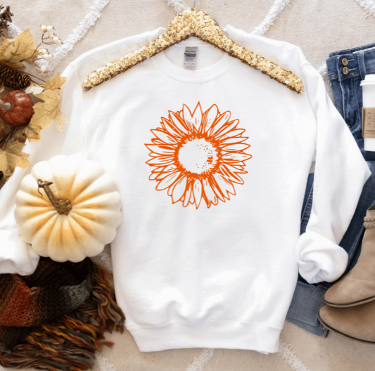 Burst of Fall Sunflower Crew Neck Sweatshirt or T-Shirt