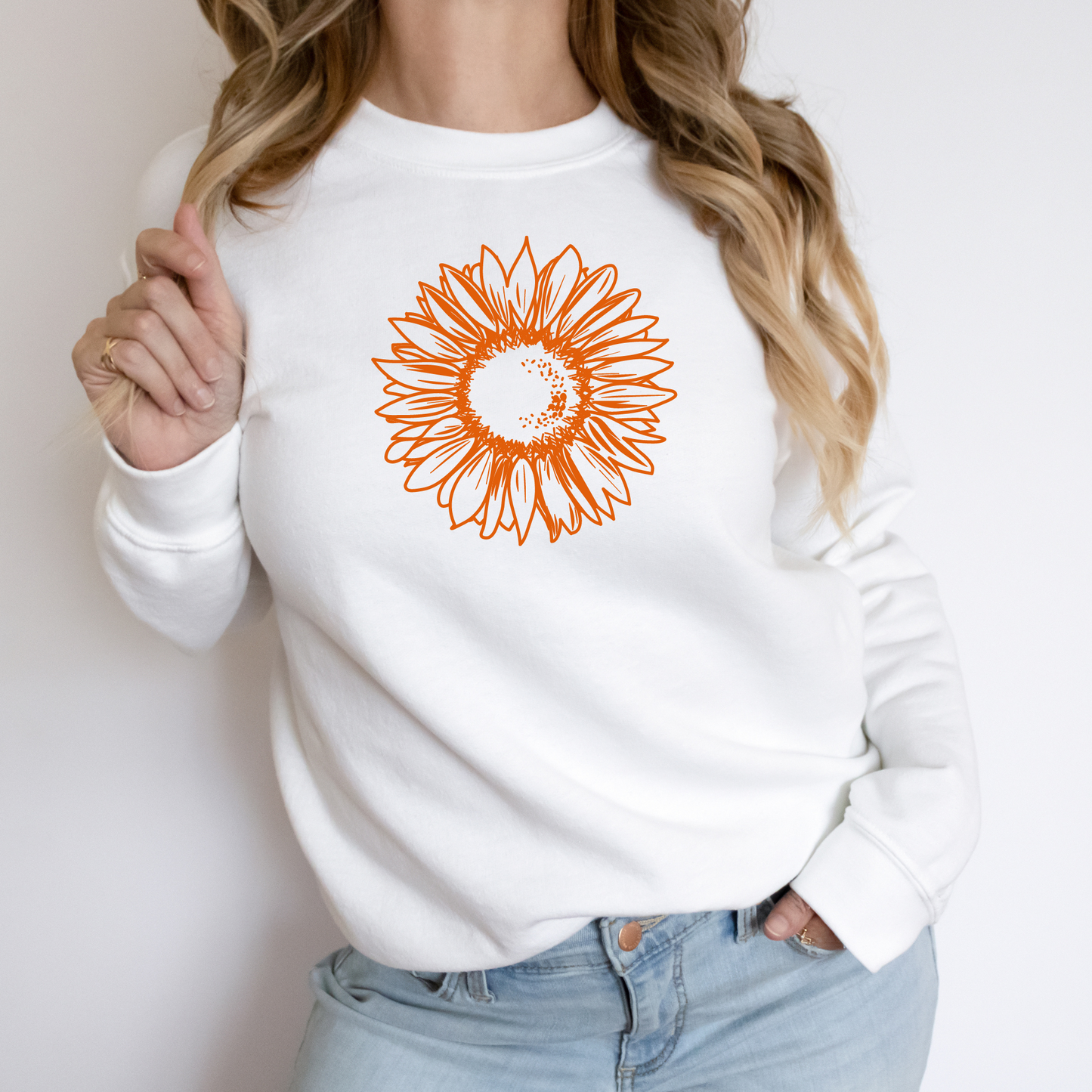 Burst of Fall Sunflower Crew Neck Sweatshirt or T-Shirt